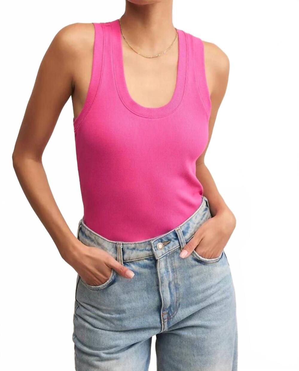 NEW Z SUPPLY sirena rib tank top in island pink